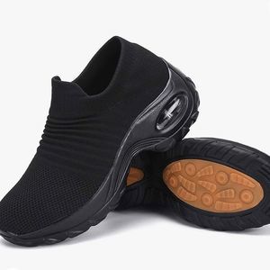 Women's Walking Shoes Sock Sneakers Slip on Mesh Air Cushion Comfortable Wedge